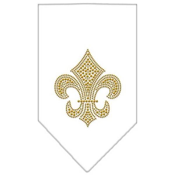 Unconditional Love Fleur De Lis Gold Rhinestone Bandana White Large UN788149